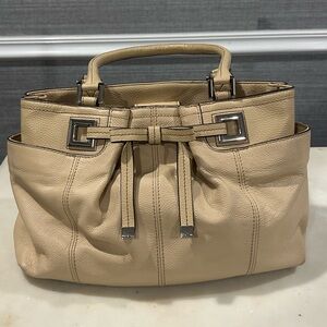Chic Beige Leather Satchel